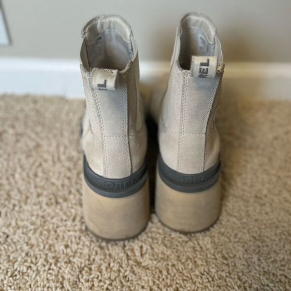 Sorel Hi-Line Platform Heel Boots Ankle Boots Waterproof 8.5 White Grey - Picture 4 of 5